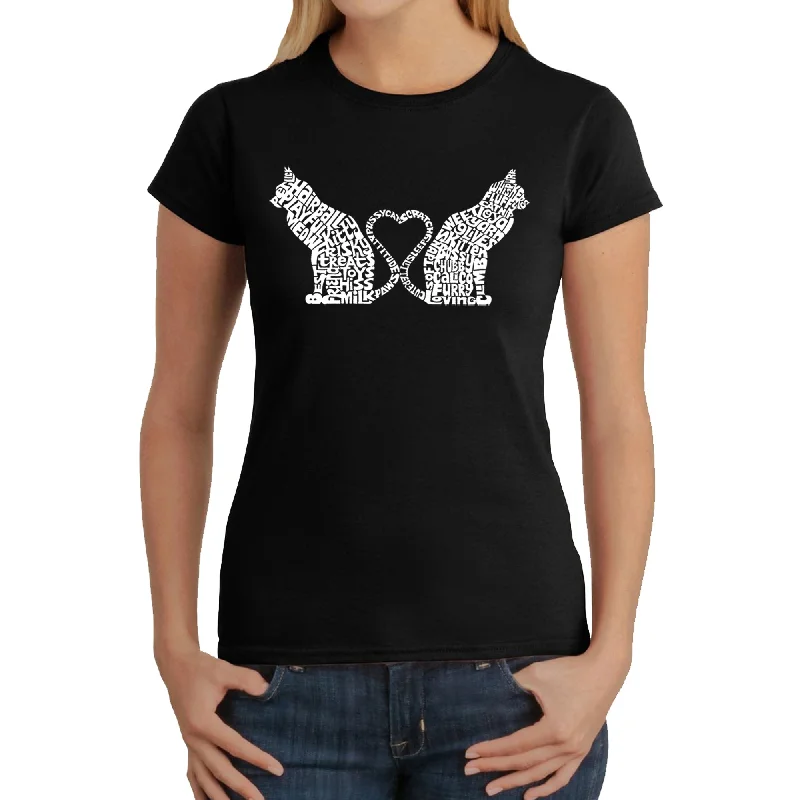 Cat Tail Hearts - Women's Word Art T-Shirt