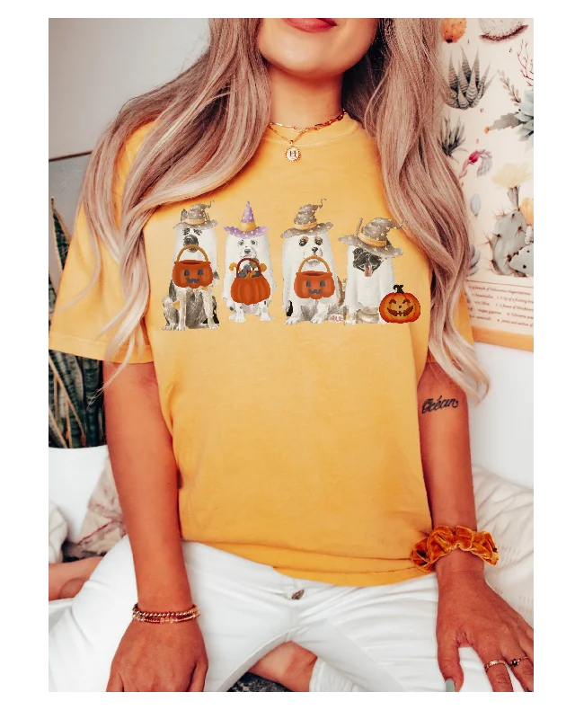 Halloween Trick or Treat Dogs Comfort Colors® T-Shirt, Women's Cute Retro Dogs Funny T-Shirt