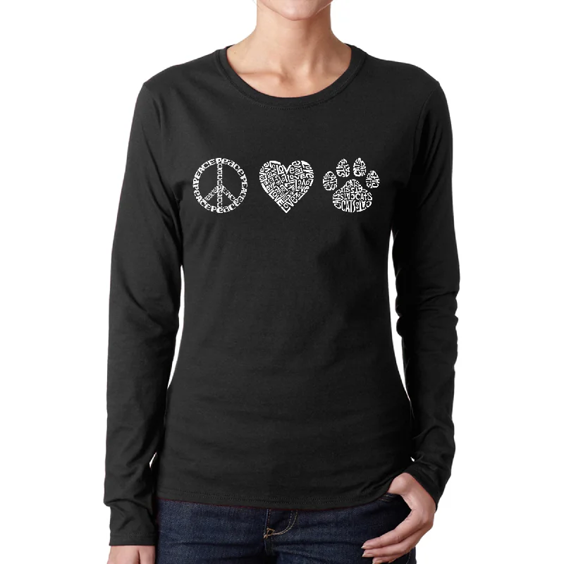 Peace Love Cats  - Women's Word Art Long Sleeve T-Shirt