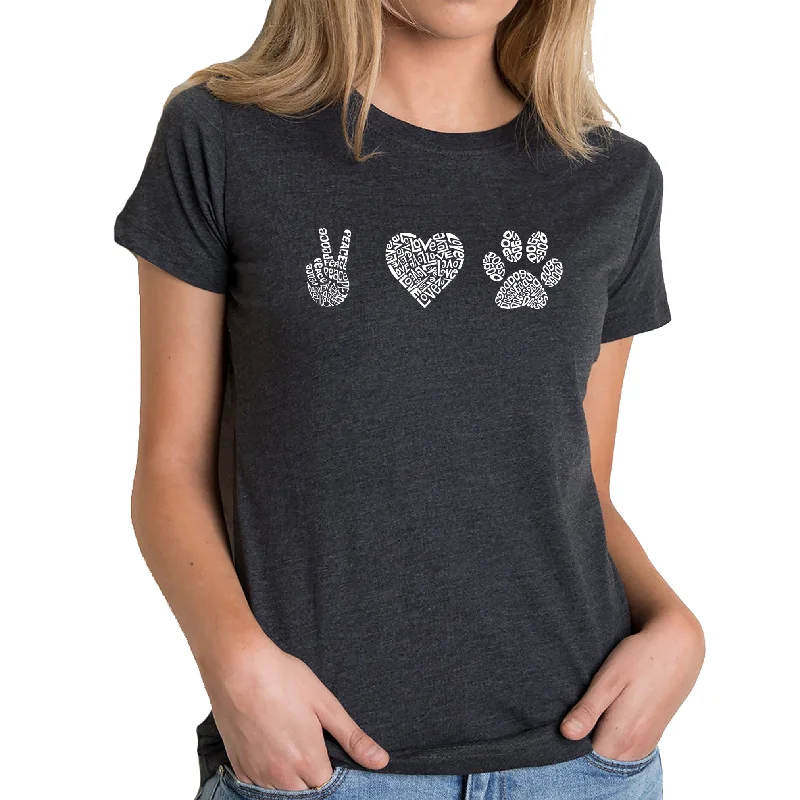 Peace Love Dogs  - Women's Premium Blend Word Art T-Shirt