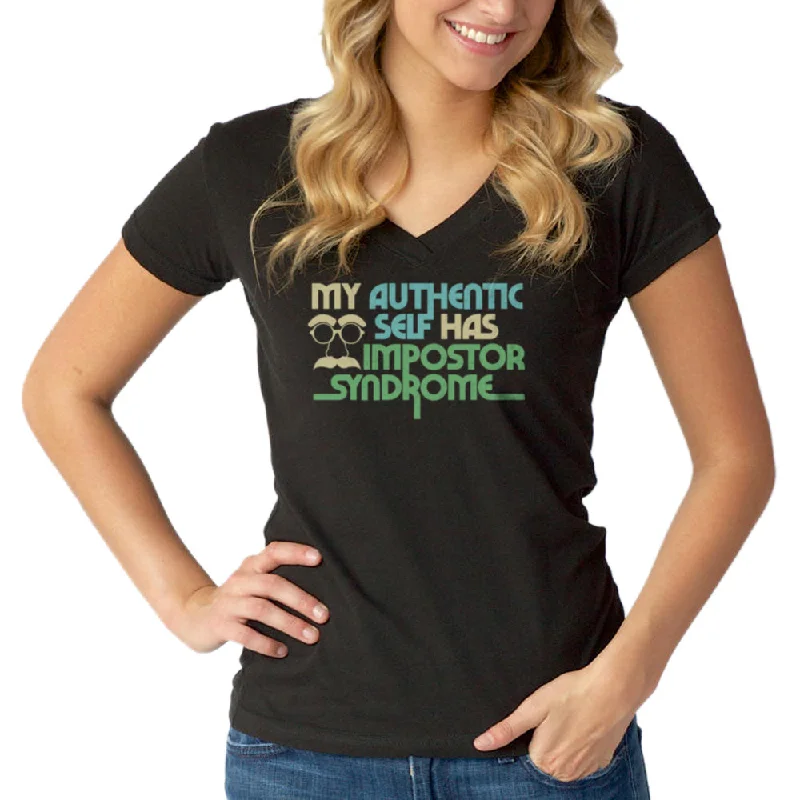 Women's My Authentic Self Has Impostor Syndrome Vneck T-Shirt