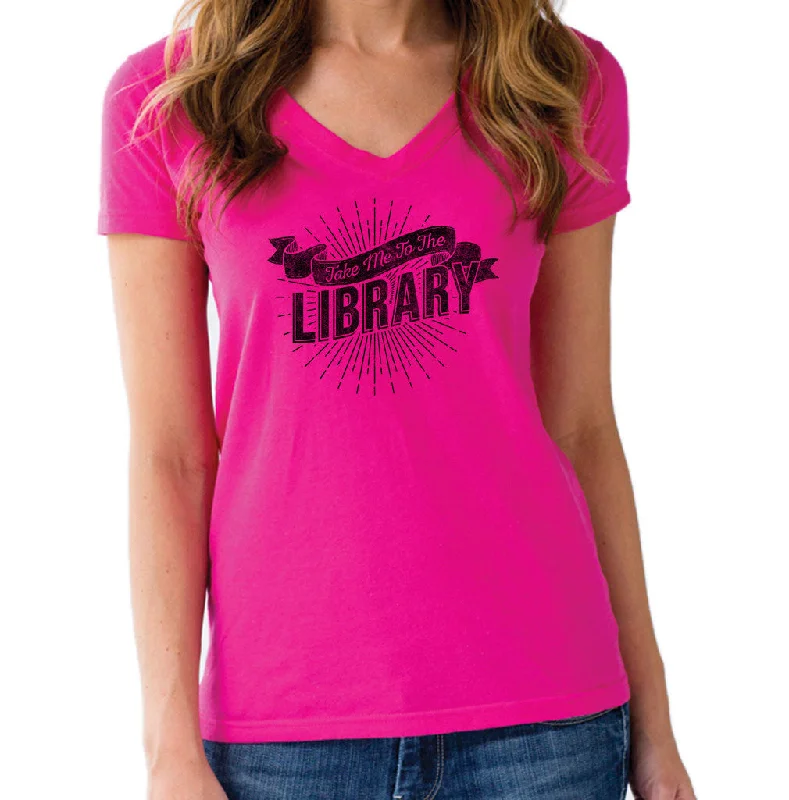 Women's Take Me To The Library Vneck T-Shirt