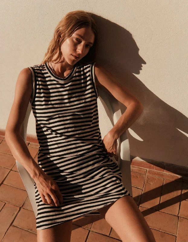 Stripe Slim Muscle Tank Dress - Undyed/Black