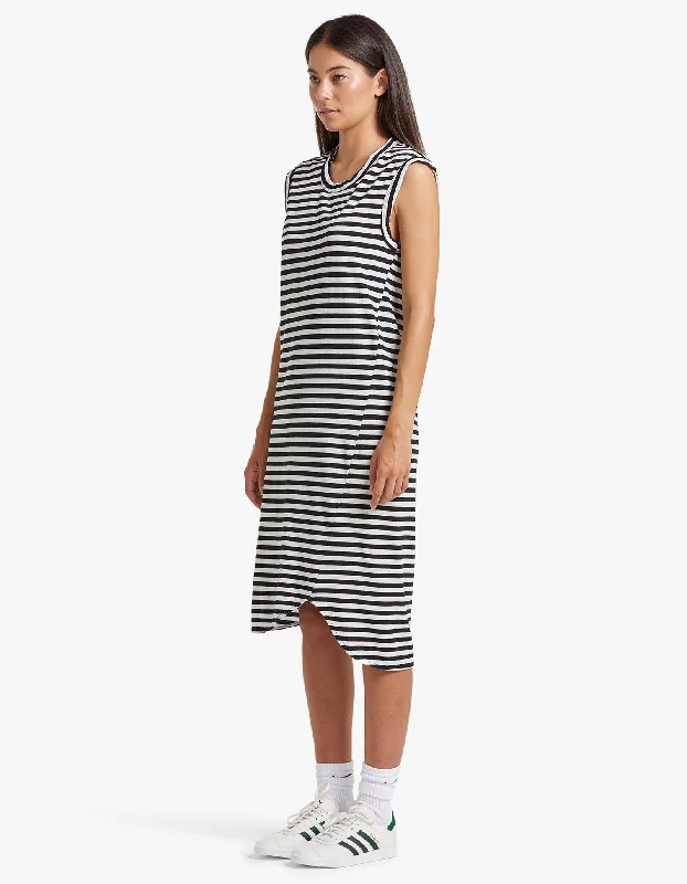 Stripe Slim Muscle Tank Dress - Undyed/Black