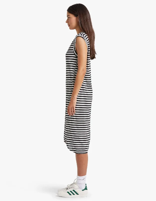 Stripe Slim Muscle Tank Dress - Undyed/Black