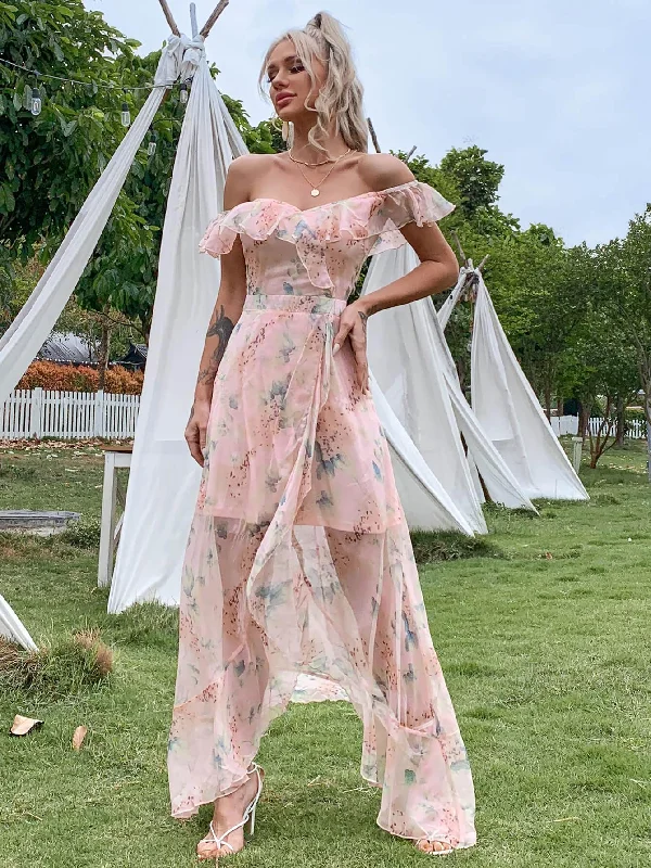 Floral Split Off-Shoulder Dress