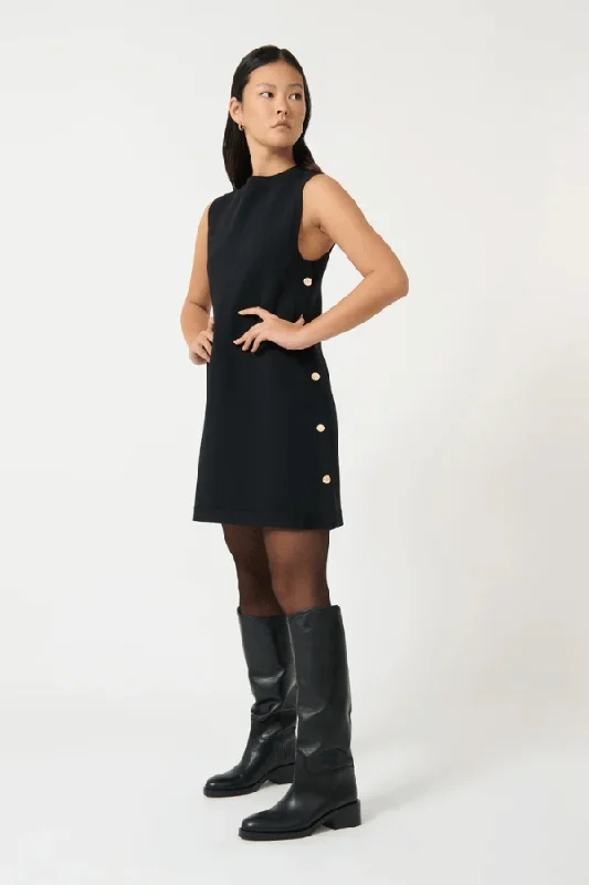 Selena Button Tunic Black