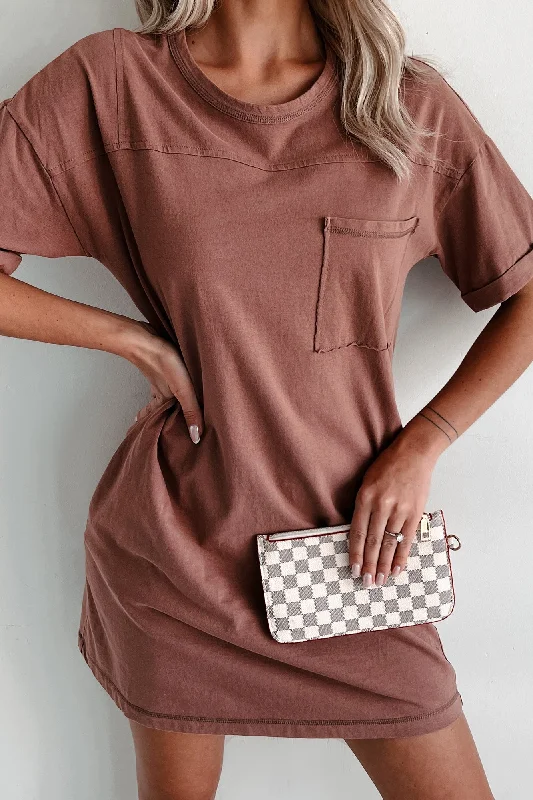 Rolled Sleeve T-Shirt Dress (Cocoa)