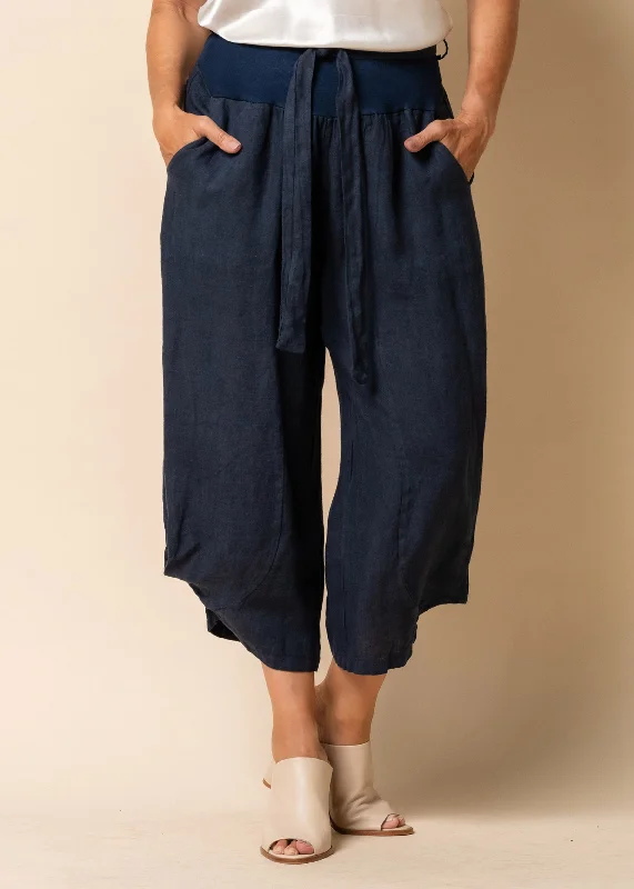 Addison Linen Pants in Navy