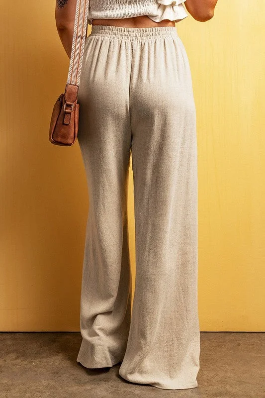 Floor Length Wide Leg Linen Pants *Online Only*