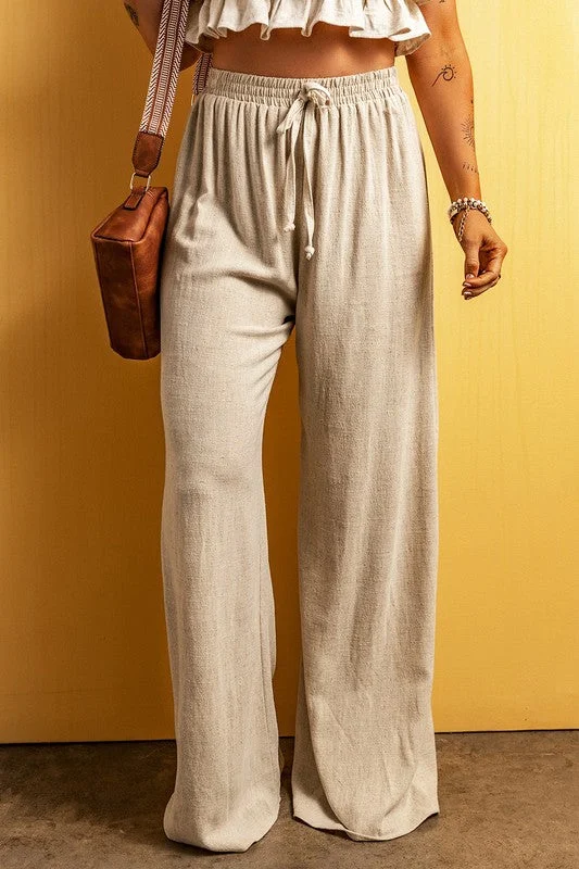 Floor Length Wide Leg Linen Pants *Online Only*