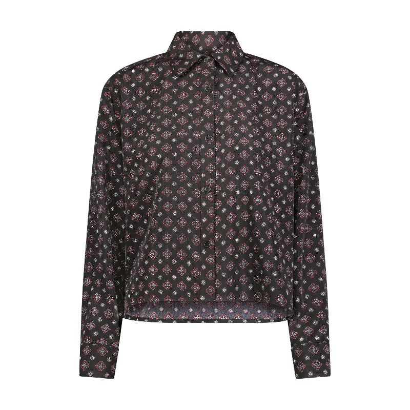 Bliss Button Down Blouse Black Print