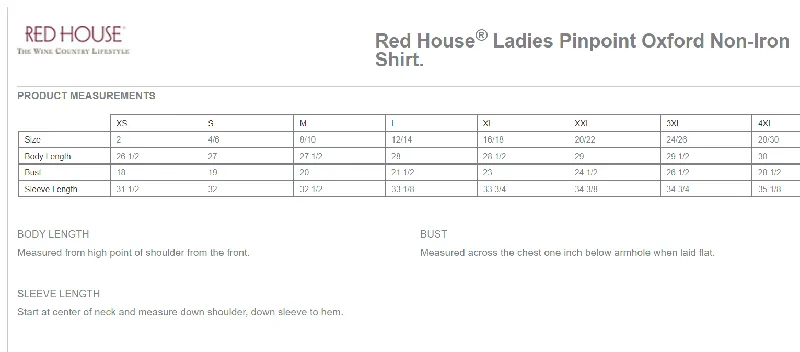 C21 Red House® Ladies Pinpoint Oxford Non-Iron Shirt (3 Colours)