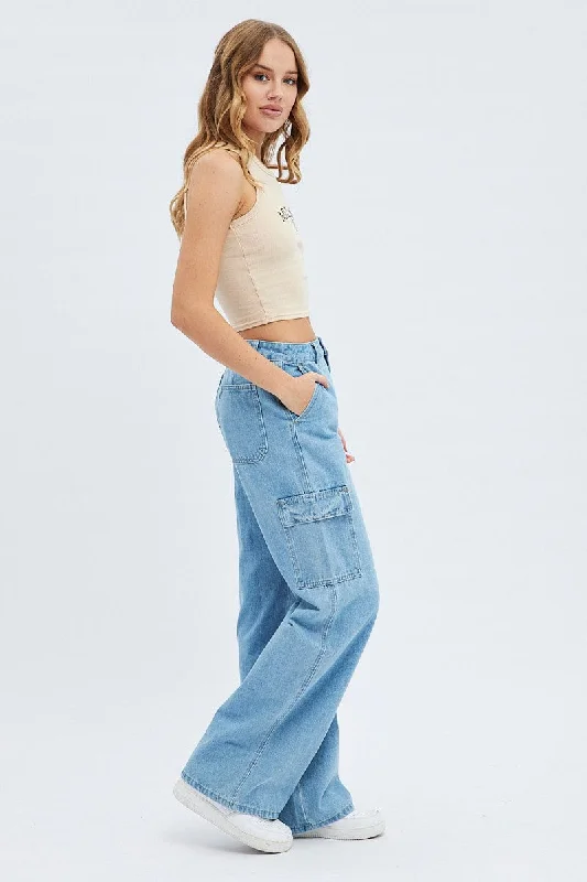 Denim Cargo Denim Jeans High rise