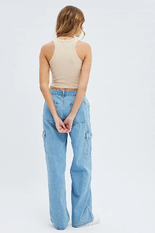 Denim Cargo Denim Jeans High rise