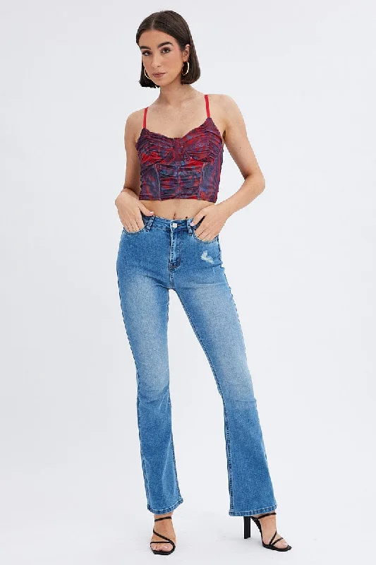 Denim Flare Jeans High Rise