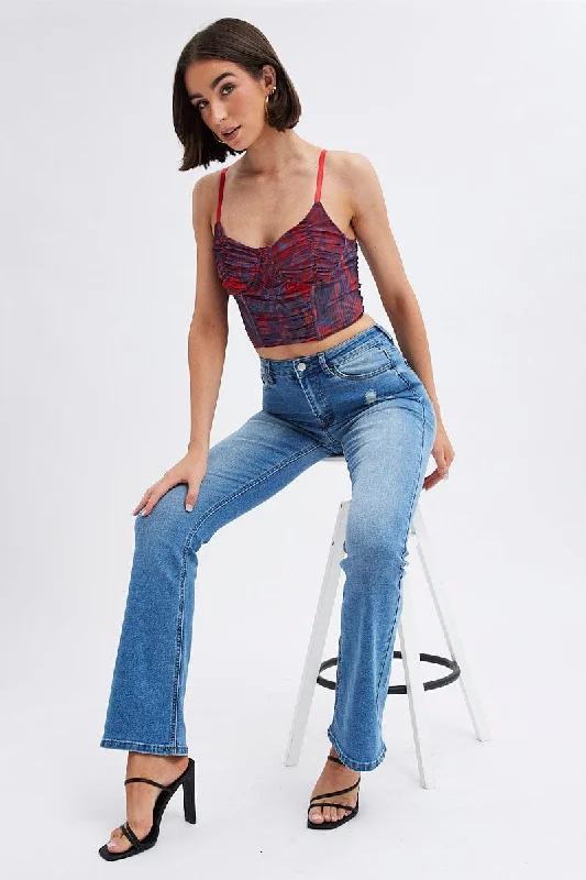 Denim Flare Jeans High Rise