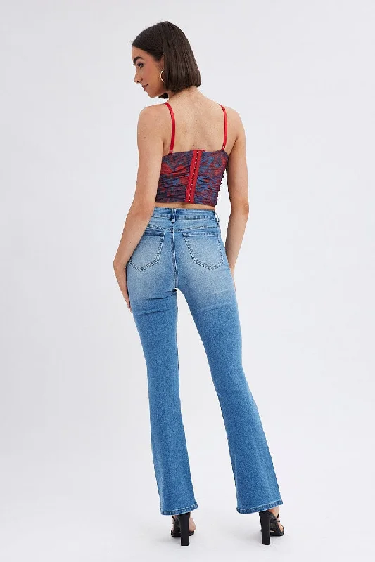 Denim Flare Jeans High Rise