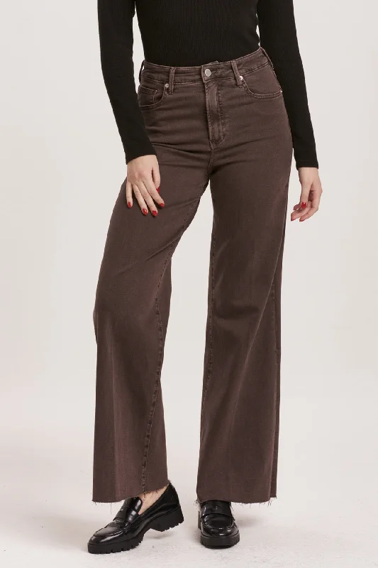 Fiona High Rise Wide Leg Jean | Mocha Brown