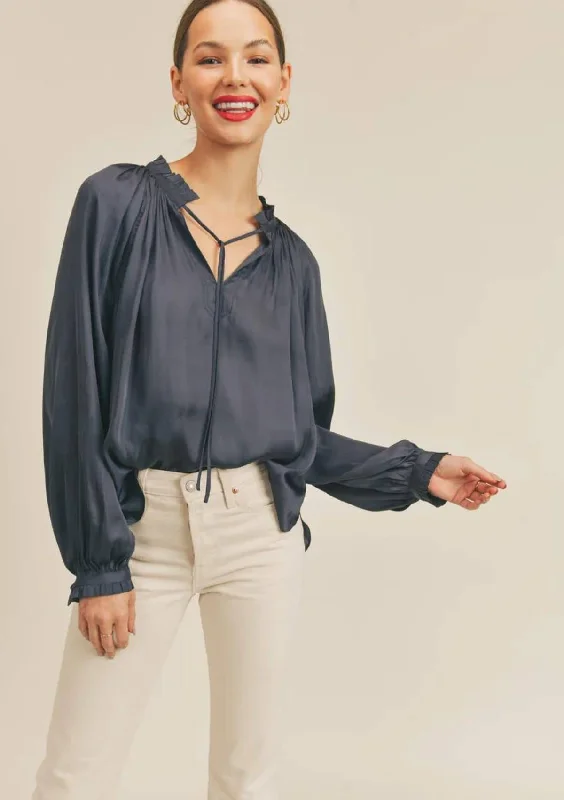 Kendy Long Sleeve Blouse - Black