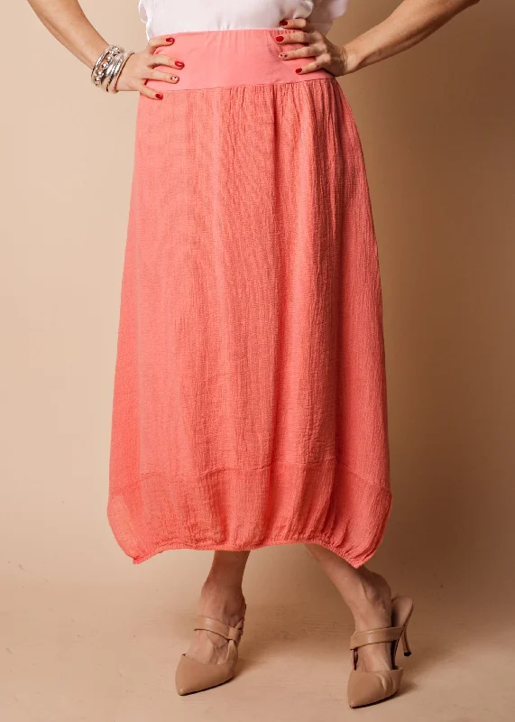 Leela Linen Skirt in Coral Crush