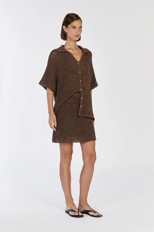 MARGOT CHOC KNIT CROCHET SHIRT