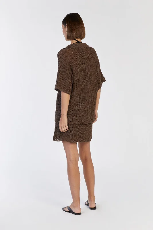 MARGOT CHOC KNIT CROCHET SHIRT