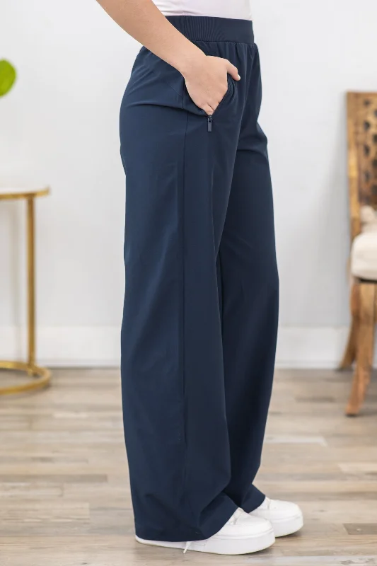 Navy Woven Straight Leg Lounge Pants