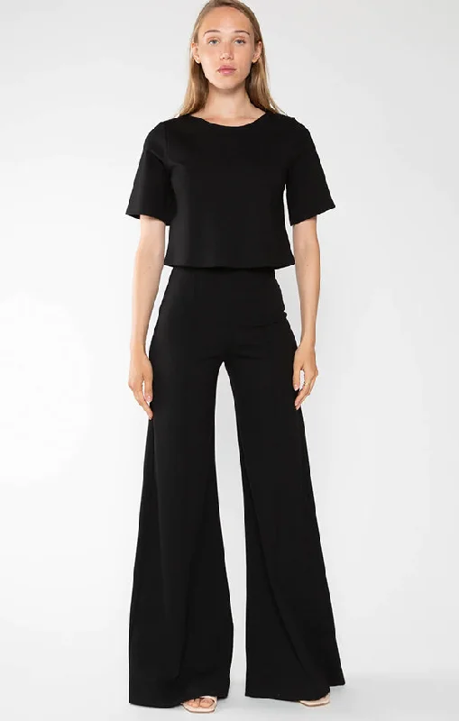 Ponte Knit Wide Leg Pant