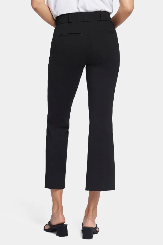 Pull-On Flared Ankle Trouser Pants - Black