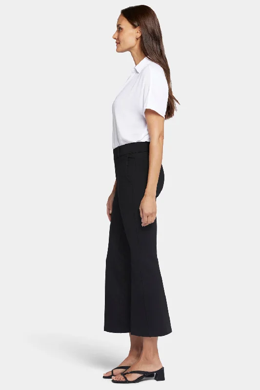 Pull-On Flared Ankle Trouser Pants - Black