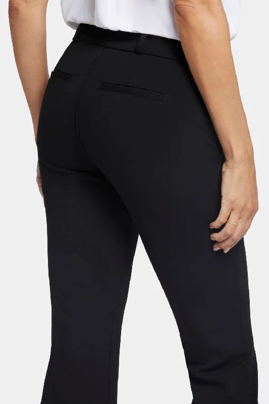 Pull-On Flared Ankle Trouser Pants - Black