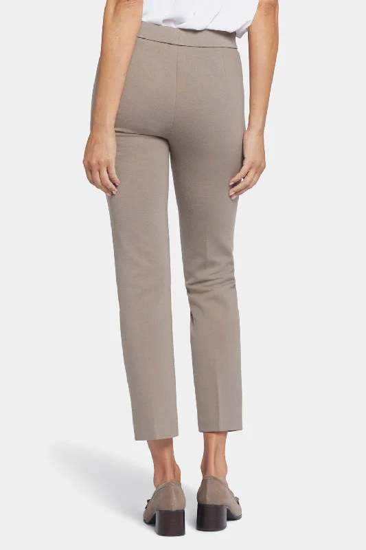 Pull-On Straight Ankle Trouser Pants - Saddlewood