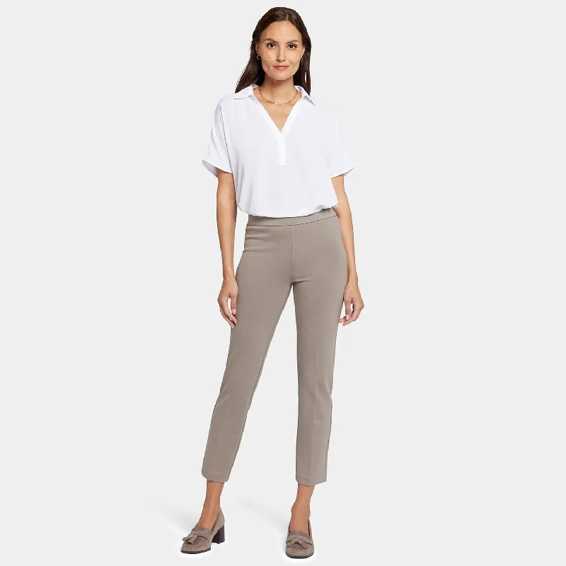 Pull-On Straight Ankle Trouser Pants - Saddlewood