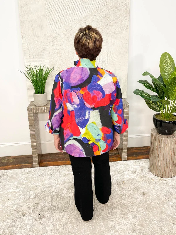 Printed Shirt Jacket, Purple