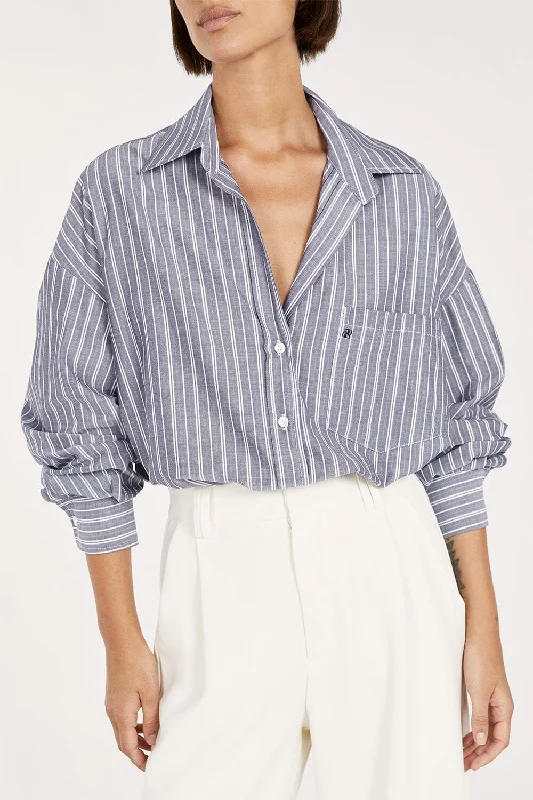 SHARNI BLUE COTTON STRIPE SHIRT