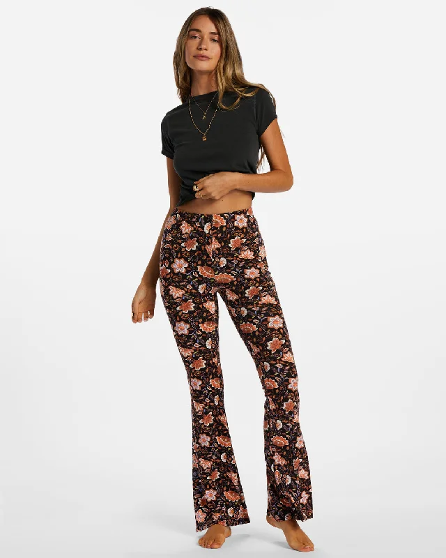 Sundown High-Waisted Flared Pants - Black Pebble