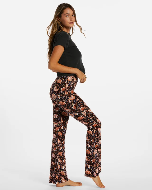 Sundown High-Waisted Flared Pants - Black Pebble