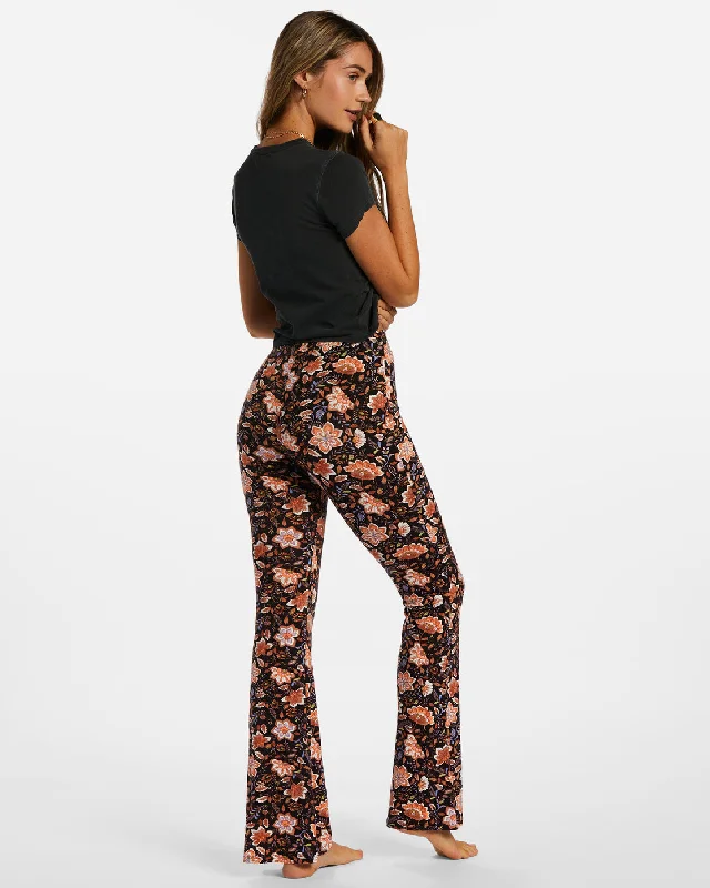 Sundown High-Waisted Flared Pants - Black Pebble