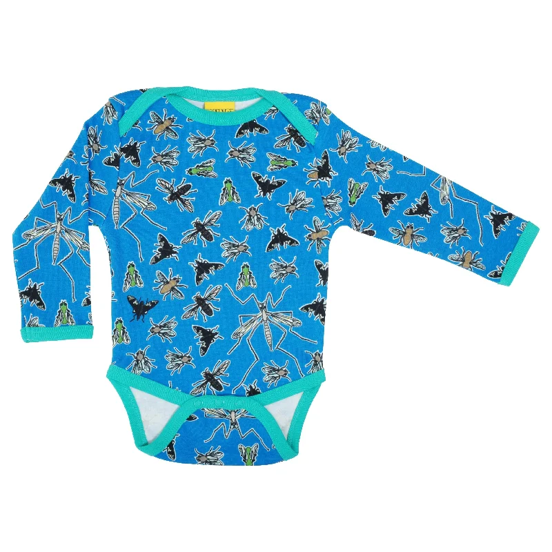 Flies Blue Long Sleeve Onesie - 2 Left Size 6-9 & 9-12 months