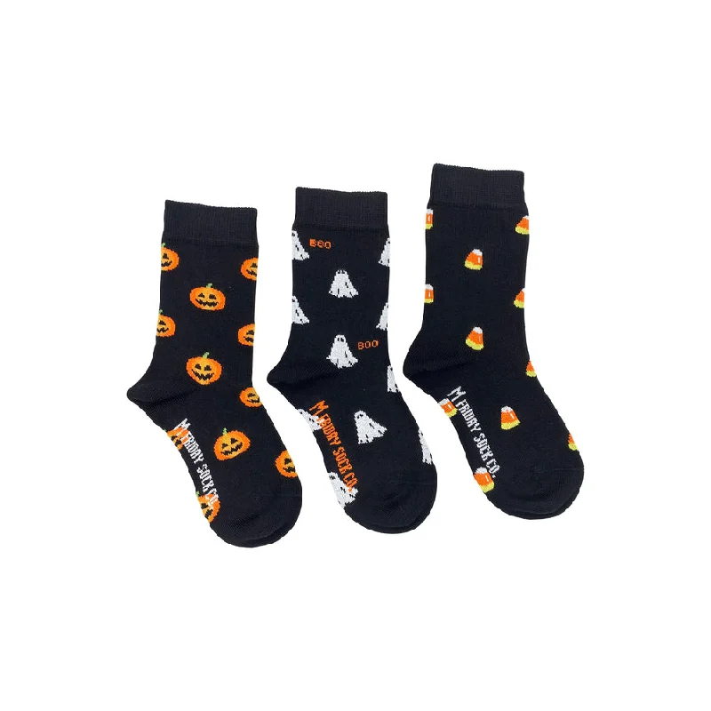 Kid's Pumpkin, Ghost, and Candy Corn Mismatched Socks