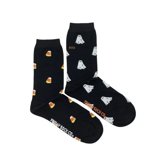 Women's Ghost and Candy Corn Mismatched Socks