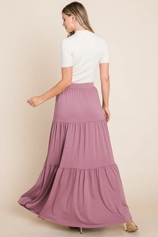 Tiered Maxi Skirt Style 1040 in Light Plum