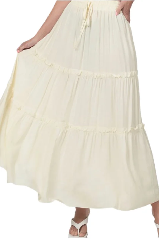 Tiered Maxi Skirt Style 1115 in Cream and Dusty Rose