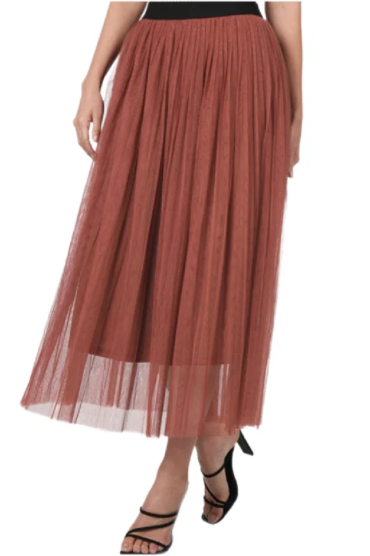 Style 1146 Tulle Midi Skirt in Dark Rust