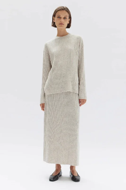 Assembly Label - Wool Cashmere Rib Skirt, Oat Marle