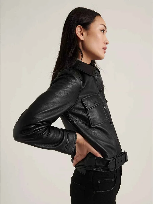 Button Cuffs Streetstyle Leather Jacket For Women – Boneshia.com