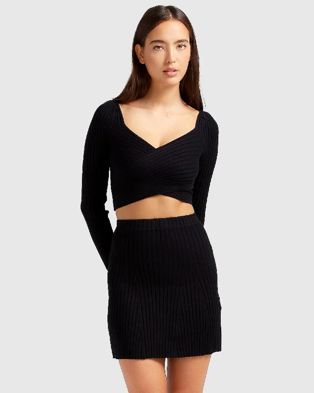 C'est Belle Knit Mini Skirt - Black