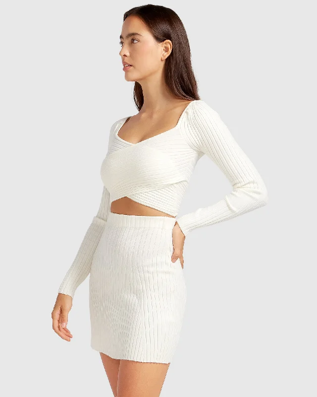 C'est Belle Knit Mini Skirt - Cream