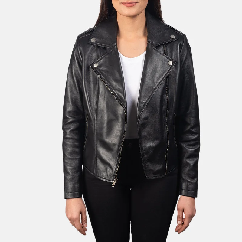 Charcoal Black Women's Sheepskin Leather Jacket